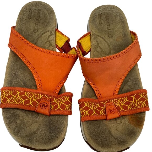 Merrell Womens Moroccan Spice Sandals Size 8 Orange Slip On Casual Cushioned - Picture 1 of 13
